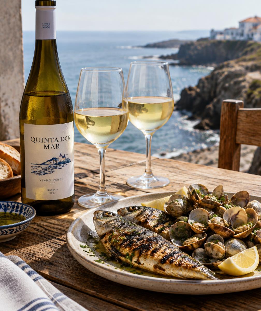 Vinho branco e peixe grelhado
